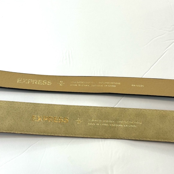 Express Synthetic Leather Belts Set of 2 Brown/Black Leather Size M - Picture 4 of 9